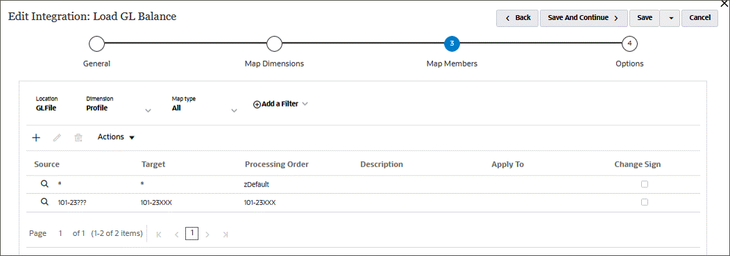 Map Members tab